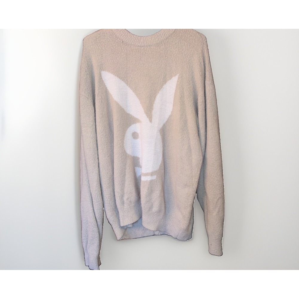 Playboy By Pacsun Fluffy Tan Pullover Oversized Bunny Sweater Size L Unisex
